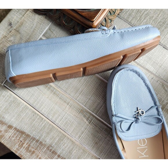 Calvin Klein Women's Size 7.5 M Logo Loafer Shoes Pebbled Leather Baby Blue - Picture 7 of 9